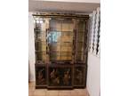 Drexel Black Lacquer W/ Chinoiserie Bookcase / Breakfront - Et Cetera