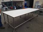 5' x 12' bakery or work table on stainless steel frame with casters