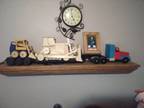 Hand made wooden toy semi trucks