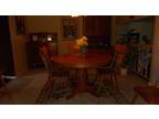 Oak Pedestal table & chairs