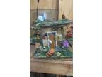 Fairy houses decortive windows art work glass mushrooms and flowers