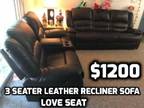 Ashley Leather Sofa & Luv Seat (Reclliner & Console)