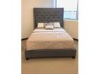 New In Box- Grey Queen Modern Tufted bed with Nailhead Trim