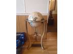 Brass floor globe stand with compass