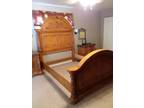 Bed - Solid Oak carved Queen bed