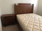 oak queen head and footboard with nightstand