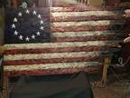 Betsy rose 13 star flag. Burnt wood, one of a kind