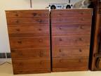 Two matching Wooden Pine 5 Drawer Dressers