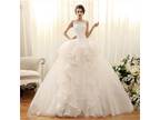 Cheri's Elegant Lace Organza Sweetheart Wedding Gown Detachable Train