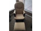 Beige Shermag Glider and Ottoman