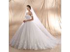 Helena's A Line Lace Strapless Wedding Gown
