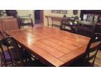 Dining table and chairs, hutch and sofa table