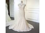 Jordyn's Mermaid High Neck Applique Wedding Gown