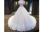 Kristah's A Line Lace Cap Sleeves Wedding Gown