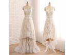 Riley's Sheath High Low Lace Wedding Gown Detachable Skirt