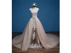 Naomi's Mermaid Lace Cap Sleeve Wedding Gown With detachable Skirt