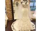 Athena's Mermaid Lace Scoop Neck Wedding Gown Size 12