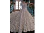 Farrah's A Line Lace Beading Wedding Gown 3 Foot Train Size 16