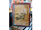 Hongkongwillie Art Shabby Chic Burlap Art,on Vintage Silk Screen Frame.
