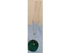 Art Glass Bud Vase Green Controlled Bubbles Weighted Ball Base