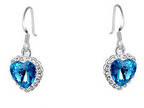Blue Crystal Halo Heart Earrings + Free Shipping