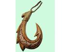 Koa Wood Fish hook Necklace hand carved