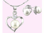 Pearl Pendant and Earrings + Free shipping