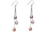 Tri-Color Freshwater Pearl Dangle Earrings