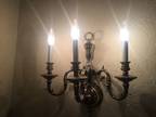 solid nickel 12 candle chandelier & 2 wall sconces