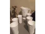 Vintage White Milk Glass and Pitcher