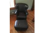 2 Walter E. Smythe leather chairs with ottoman (1)