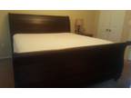 King Size Dark Brown Solid Wood Sleigh Bedroom Set