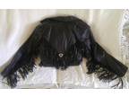 Cropped Women's Leather Jacket W/ Tassels & Silver Heart