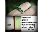 emerald gemstones set in 225 sterling silver