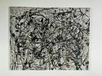 Abstract Painting Mid Century Modern Jackson Pollock Style Oil On Canvas Decor