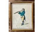 Framed 19th Century French Lithograph of an Early Clarinet Player