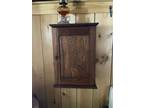 Antique Oak Wooden Wood Medicine Cabinet Chest Old Pharmacy Store Vintage W/key