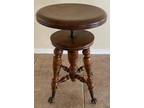 Antique Tonk Circa 1885 Piano Stool with Glass Ball Eagle Claw feet