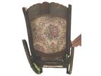 Vintage Original Folding Wooden Rocking Chair Victorian Floral Tapestry