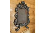 Antique Art Nouveau Table Top Mirror with stand Silver Enameled Metal