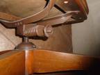Vintage Industrial Wood Swivel Rolling Office Desk Chair Banker Secretary
