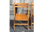Vintage Mid-Century ROMANIAN Wooden Slatted Folding Trieste Chairs SET OF 4 EUC