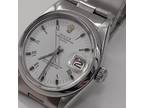 Rolex Date Steel 34 mm Steel White Roman Oyster Automatic Watch 1500 Circa 1969