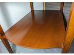 Vintage Leather Top Mahogany Wood 2-Tier End Table w Drawer English Regency