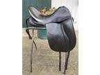 Reduced Price! 17.5" Wide JRD Dressage Saddle w/ Silver Piping
