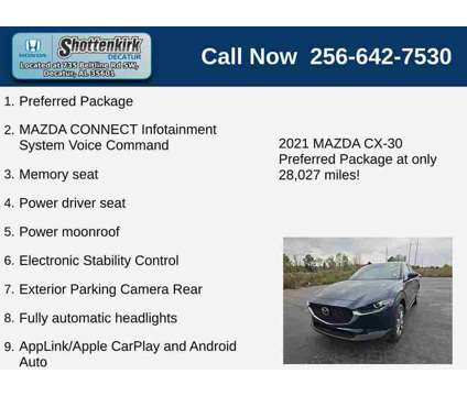 2021UsedMazdaUsedCX-30UsedAWD is a Blue 2021 Mazda CX-3 Car for Sale in Decatur AL