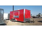 2024 Covered Wagon 7X16 red concession trailer w sinks and power
