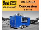 2024 Covered Wagon 7X16 blue concession trailer w sinks and power
