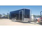 2023 Alfa 8.5x18 black cargo carhauler trailer enclosed
