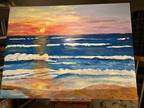 Original Hand Painted Seascape 4 Feet By 3 Feet Large Painting